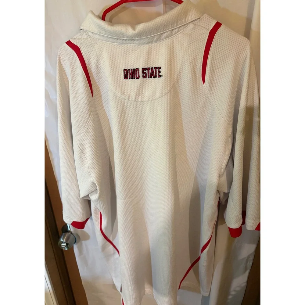 Vtg Nike Polo Shirt Mens XXL White Ohio State Buckeyes Dri-FIT Waffle Knit 00's